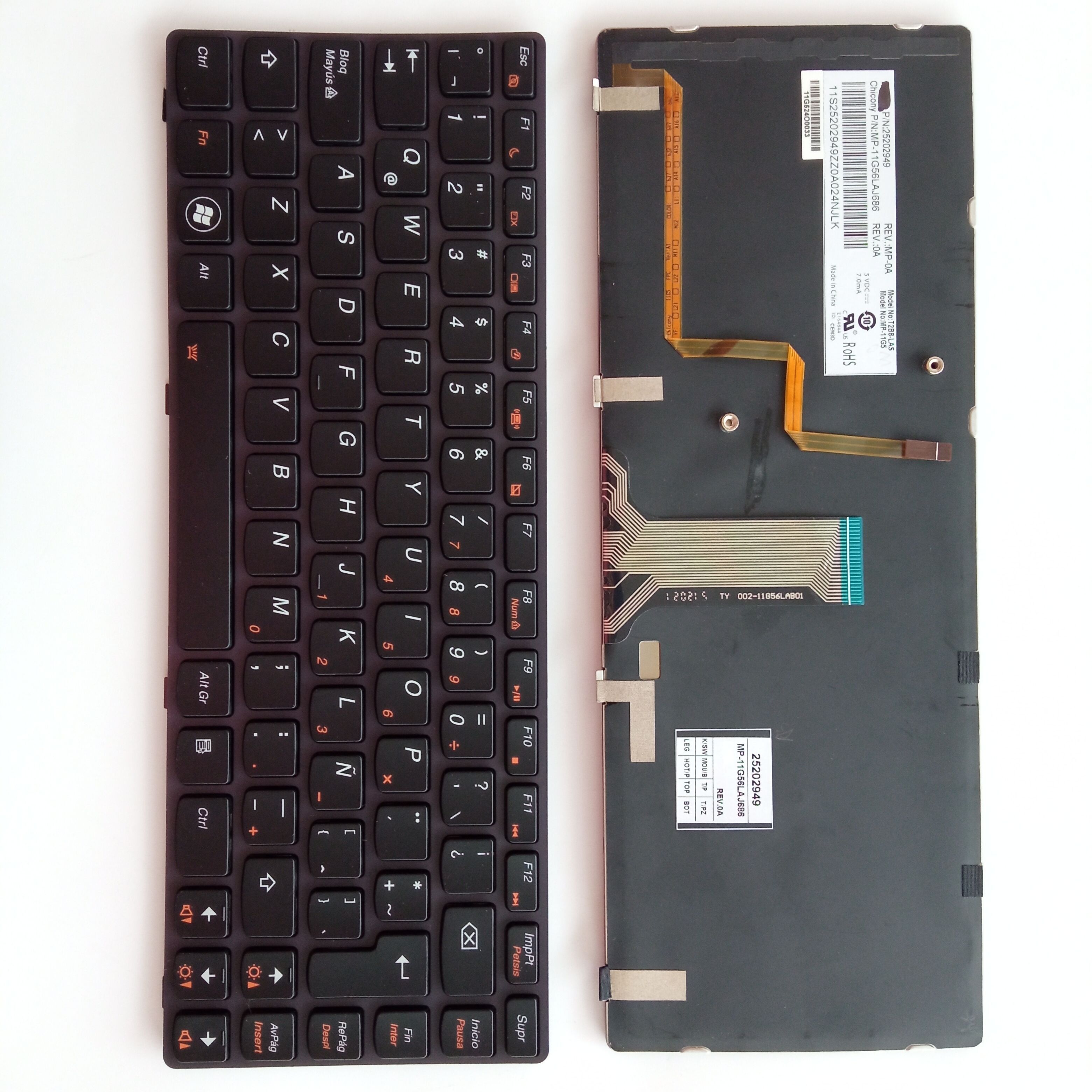 Picture of New Replacement Laptop Keyboard For LENOVO Y480 GRAY FRAME BLACK Backlit LA Layout